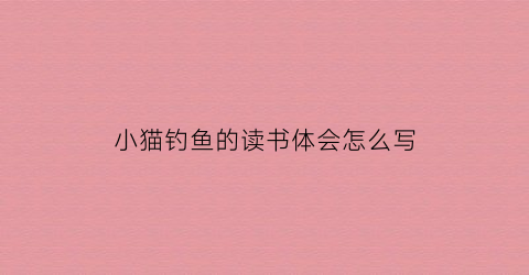 小猫钓鱼的读书体会怎么写(小猫钓鱼的读书感想)