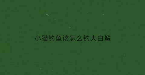 “小猫钓鱼该怎么钓大白鲨(小猫钓鱼shark怎么钓)