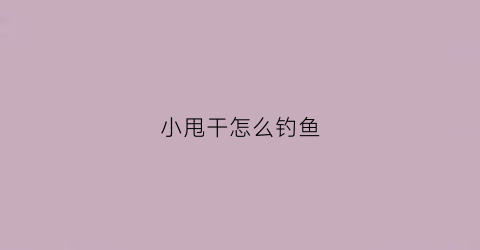 小甩干怎么钓鱼(甩干钓鱼入门)