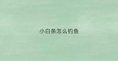 小白条怎么钓鱼