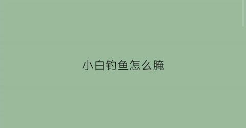 小白钓鱼怎么腌