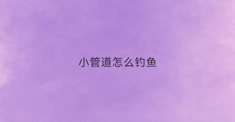 小管道怎么钓鱼(用水管怎么钓鱼)