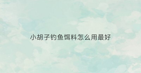 小胡子钓鱼饵料怎么用最好