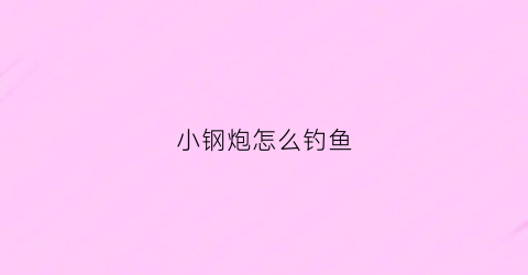 小钢炮怎么钓鱼