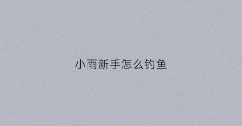 小雨新手怎么钓鱼(小雨如何钓鱼)