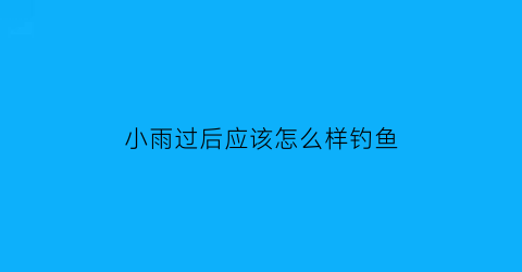小雨过后应该怎么样钓鱼(小雨过后鱼口好不好)