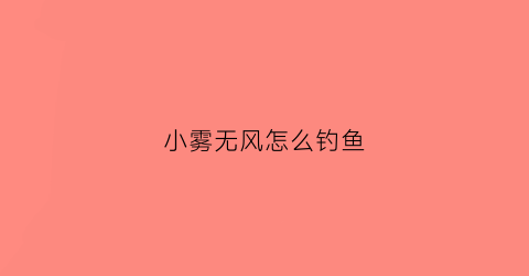 “小雾无风怎么钓鱼(小雾不过五天是什么意思)