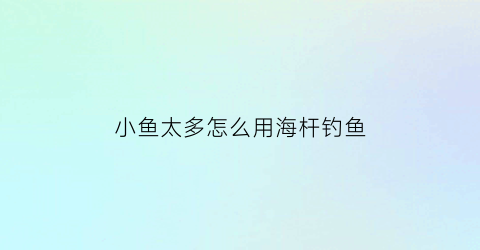 “小鱼太多怎么用海杆钓鱼(小鱼太多怎么用海杆钓鱼视频)