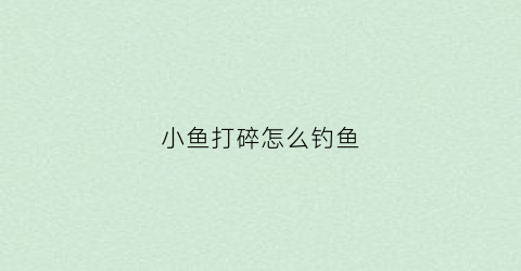 小鱼打碎怎么钓鱼(小鱼打碎怎么钓鱼视频)