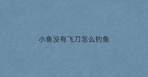 小鱼没有飞刀怎么钓鱼(小鱼没有飞刀怎么钓鱼视频)