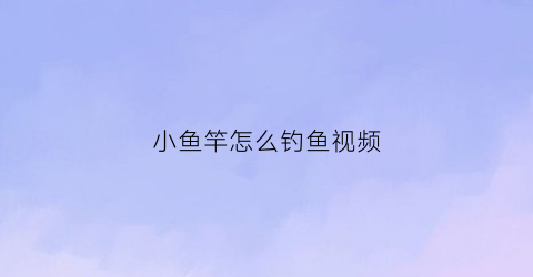 小鱼竿怎么钓鱼视频(小鱼杆的垂钓技巧)