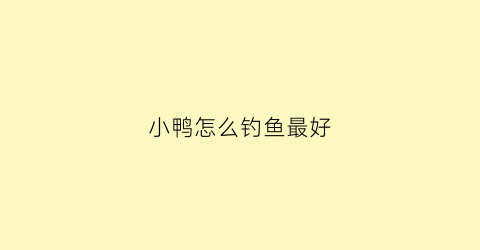 小鸭怎么钓鱼最好(小鸭怎么钓鱼最好视频)
