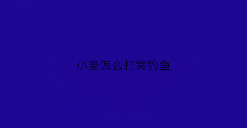 小麦怎么打窝钓鱼(小麦打窝钓鱼的好多视频)