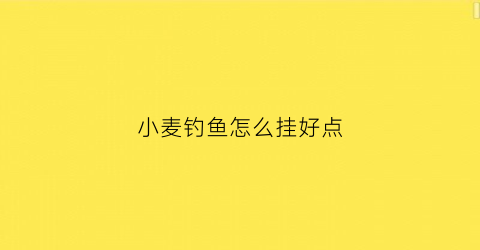 小麦钓鱼怎么挂好点(小麦钓鱼怎么挂好点视频)