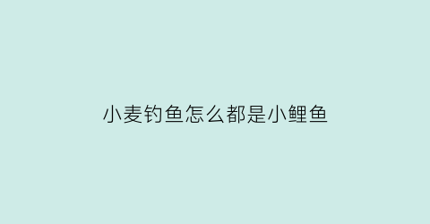 “小麦钓鱼怎么都是小鲤鱼(小麦钓鱼怎么都是小鲤鱼呢)