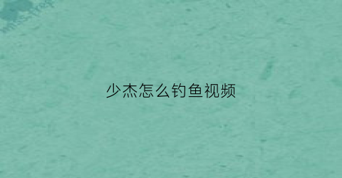 少杰怎么钓鱼视频(少杰怎么钓鱼视频讲解)