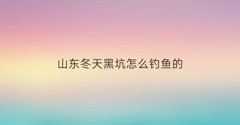 山东冬天黑坑怎么钓鱼的(山东黑坑钓场)