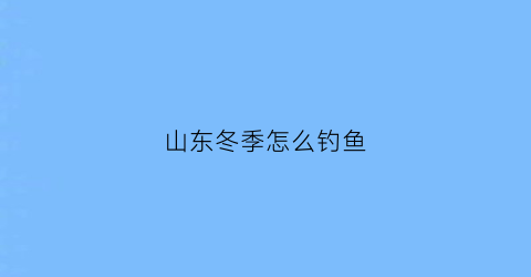 山东冬季怎么钓鱼(山东冬天钓鱼经验)