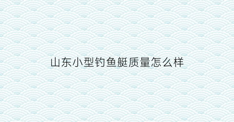 “山东小型钓鱼艇质量怎么样(山东小型钓鱼艇质量怎么样呀)