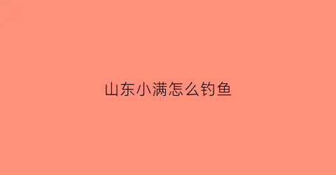 山东小满怎么钓鱼