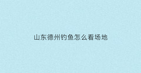 山东德州钓鱼怎么看场地(德州钓鱼网)