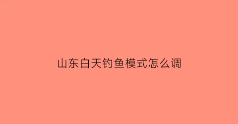 山东白天钓鱼模式怎么调