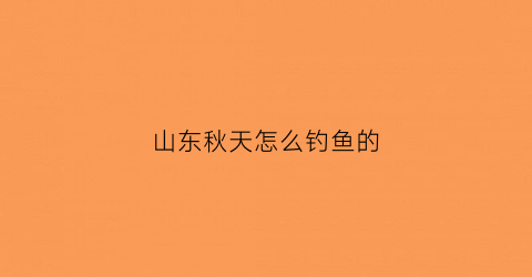 山东秋天怎么钓鱼的