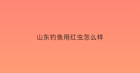 山东钓鱼用红虫怎么样(山东钓鱼用红虫怎么样好钓吗)