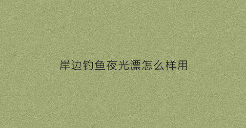 岸边钓鱼夜光漂怎么样用(夜光漂钓鱼视频)