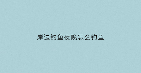 岸边钓鱼夜晚怎么钓鱼(夜钓岸上可以照灯吗)