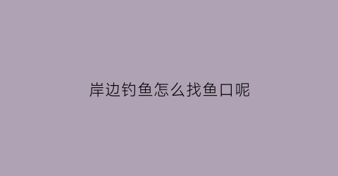 岸边钓鱼怎么找鱼口呢