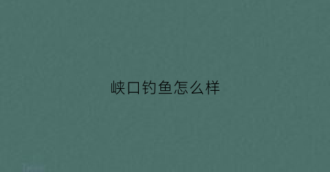 峡口钓鱼怎么样(峡沟水库钓鱼)