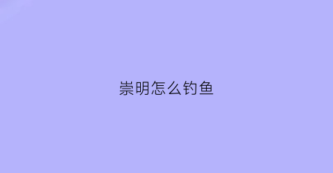 崇明怎么钓鱼(崇明野钓的好去处)