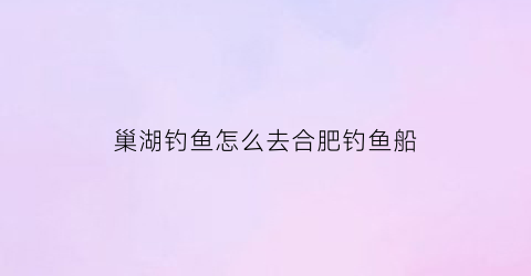 巢湖钓鱼怎么去合肥钓鱼船(巢湖钓鱼的地方)
