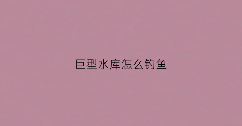 巨型水库怎么钓鱼(巨型水库的图片)