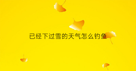 已经下过雪的天气怎么钓鱼(下过雪后好钓鱼吗)