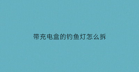 “带充电盒的钓鱼灯怎么拆(钓鱼灯充电器使用说明)