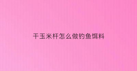 干玉米杆怎么做钓鱼饵料(干玉米杆怎么做钓鱼饵料好吃)