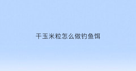 干玉米粒怎么做钓鱼饵(干玉米粒怎么做钓鱼饵料视频)