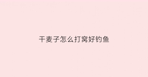 干麦子怎么打窝好钓鱼(干麦子打窝怎么样)