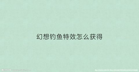 幻想钓鱼特效怎么获得(自由幻想钓鱼使者在哪)