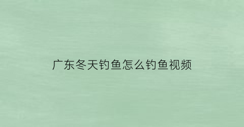 广东冬天钓鱼怎么钓鱼视频(广东冬天钓鱼怎么钓鱼视频大全)