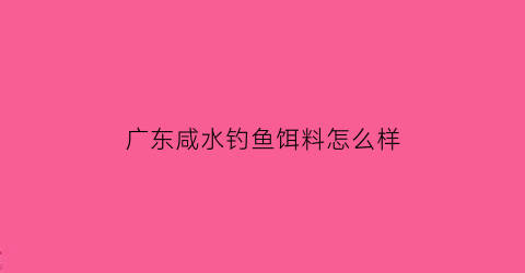 广东咸水钓鱼饵料怎么样