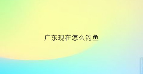 广东现在怎么钓鱼