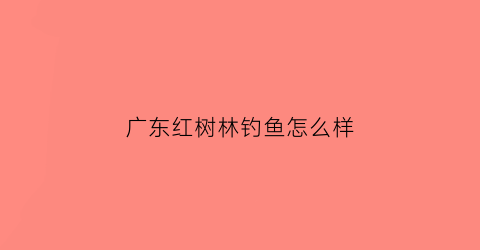 广东红树林钓鱼怎么样(广东红树林在哪里)