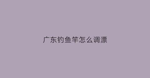 广东钓鱼竿怎么调漂