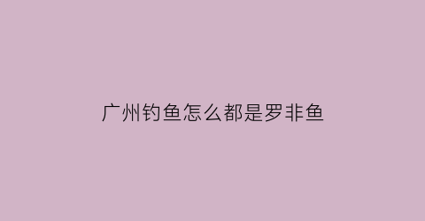 广州钓鱼怎么都是罗非鱼(广东钓罗非可以钓到几月份)