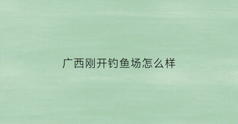 广西刚开钓鱼场怎么样(广西钓鱼)