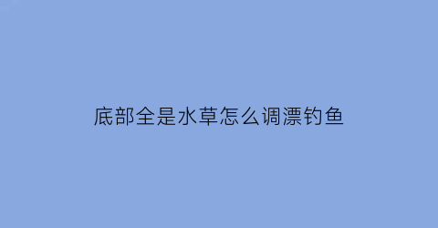 “底部全是水草怎么调漂钓鱼(水底有水草钓鱼如何调漂)