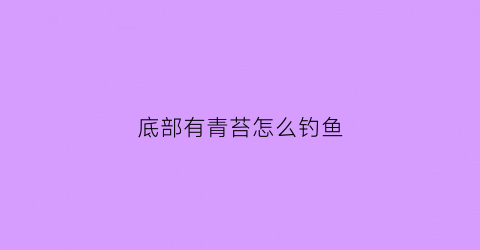 底部有青苔怎么钓鱼(底下有青苔怎么钓)